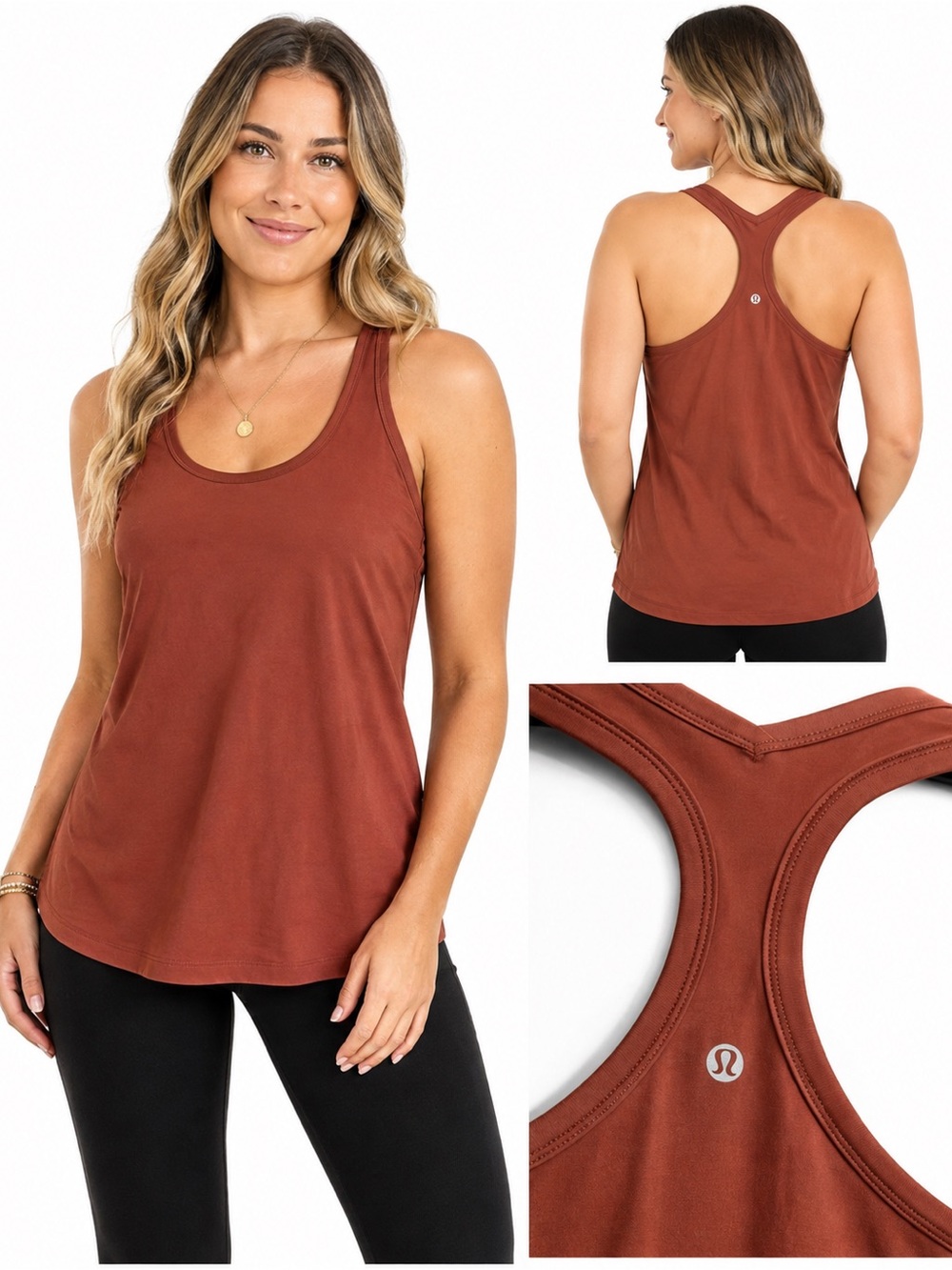 Size 6 Lululemon Women’s Y-Back Racerback Tank Rust Orange - Picture 2 of 6